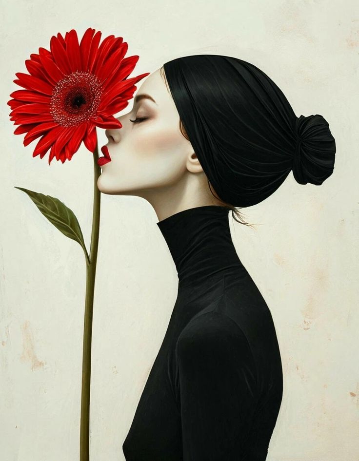 צביעה לפי מספרים - ציור פרח אדום