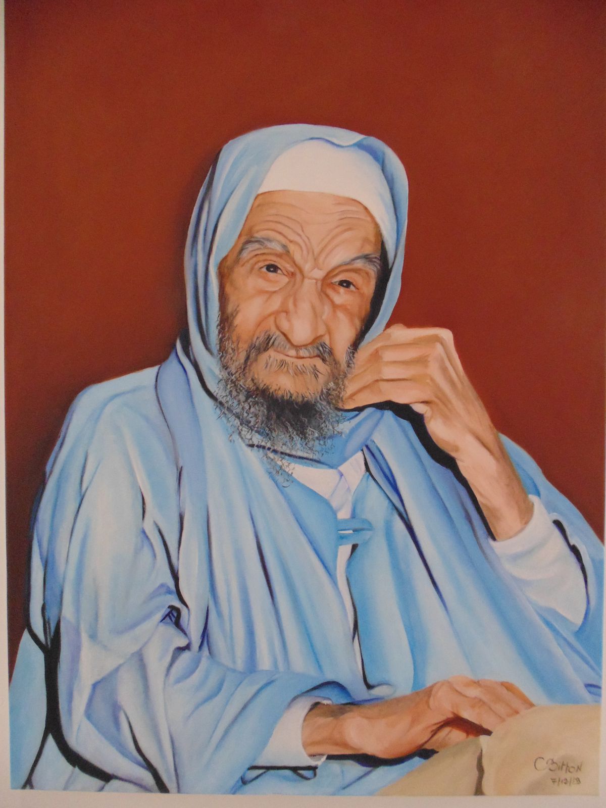 צביעה לפי מספרים - דיוקן הבבא סאלי בתכלת