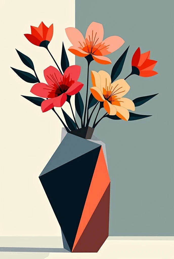 צביעה לפי מספרים - ציור פרחים גיאומטריים