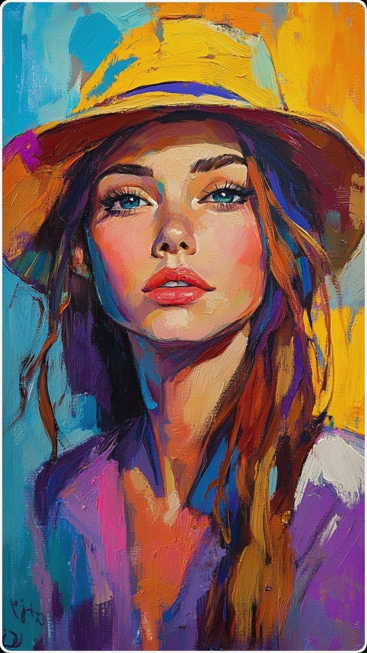 צביעה לפי מספרים - ציור אישה בכובע