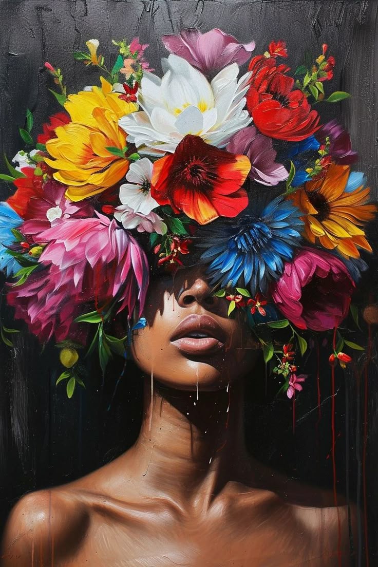 צביעה לפי מספרים - ציור פרחים על ראש