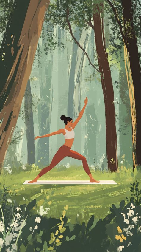 צביעה לפי מספרים - ציור יוגה בטבע ביער ירוק