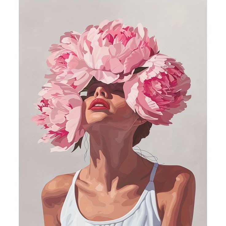 צביעה לפי מספרים - ציור אישה עם זר פרחים