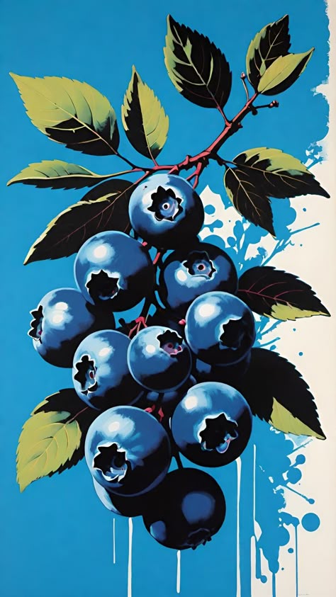 צביעה לפי מספרים - ענף אוכמניות עסיסי