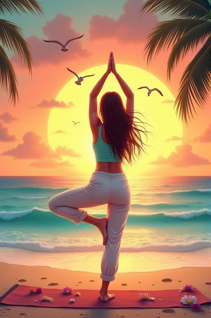 צביעה לפי מספרים – ציור יוגה מול הים