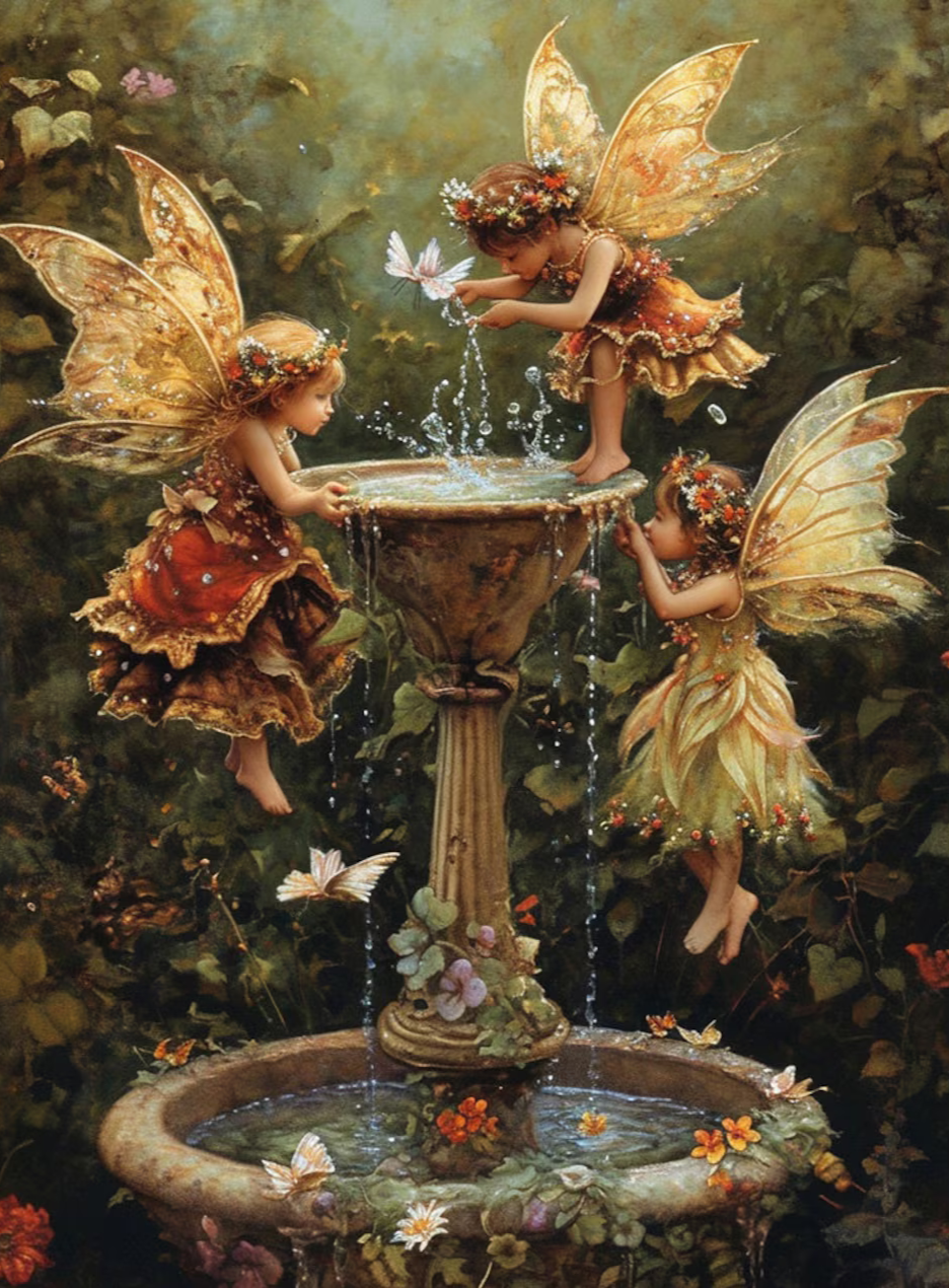 ציור יהלומים - פיות במזרקה