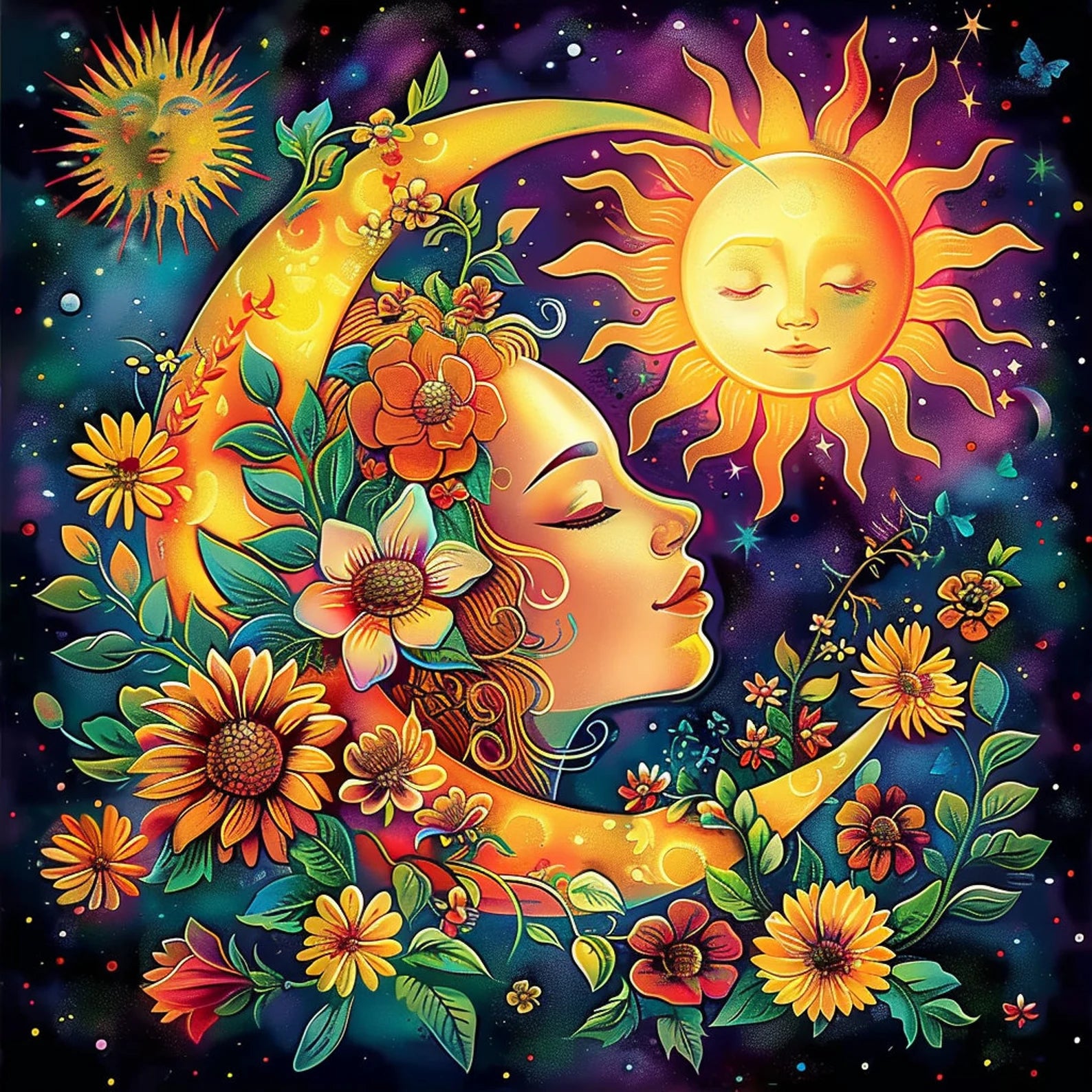 ציור יהלומים - השמש והירח