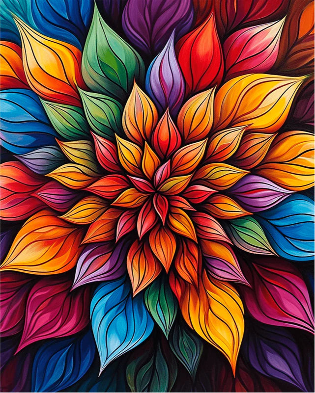 צביעה לפי מספרים – פרח צבעוני זוהר