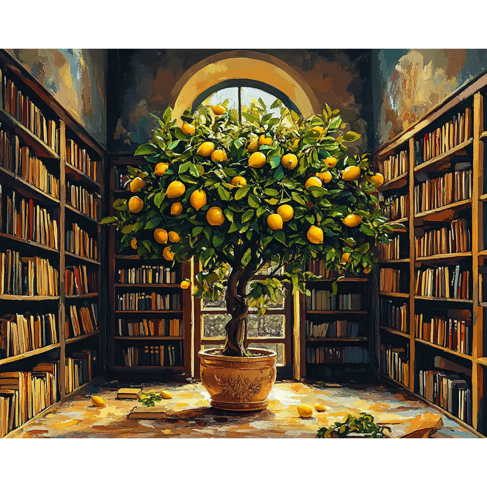 צביעה לפי מספרים - ציור עץ לימון פורח