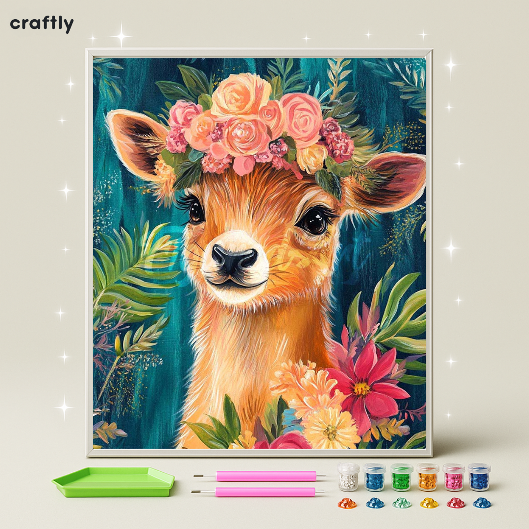 ציור יהלומים - עופר עם זר פרחים