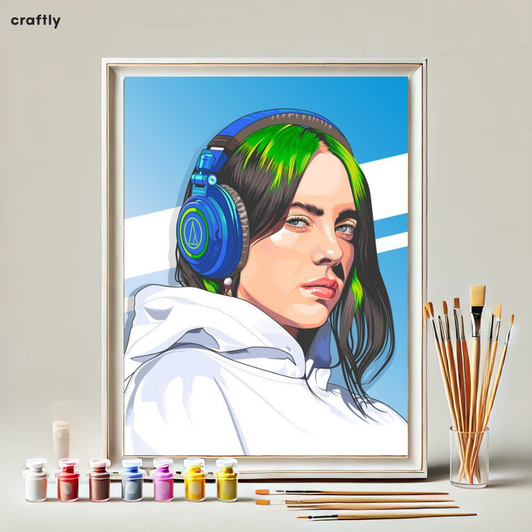 צביעה לפי מספרים - ציור בילי אייליש עם אוזניות