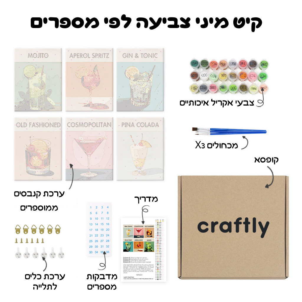 קיט מיני – מארז 6 ציורי קוקטיילים צבעוניים