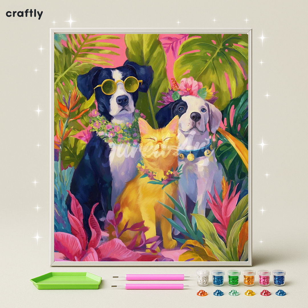 ציור יהלומים - חברים טרופיים