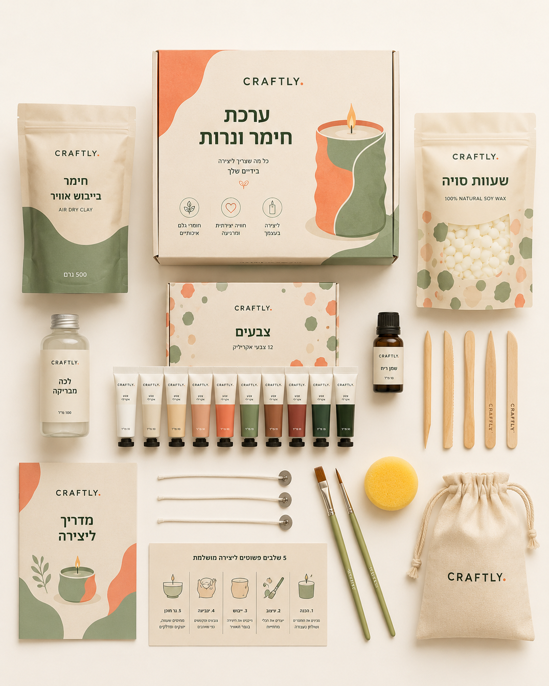 ערכת חימר ונרות פרימיום - מארז זוגי מלא