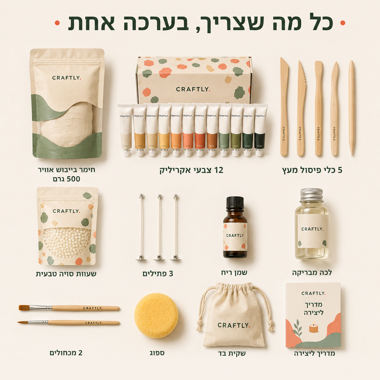 ערכת חימר ונרות פרימיום - מארז זוגי מלא