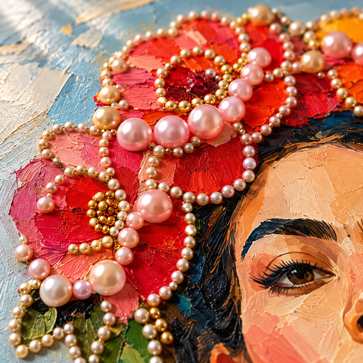 ציור בפנינים - חתולה בחלון