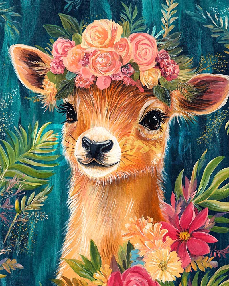 ציור יהלומים - עופר עם זר פרחים