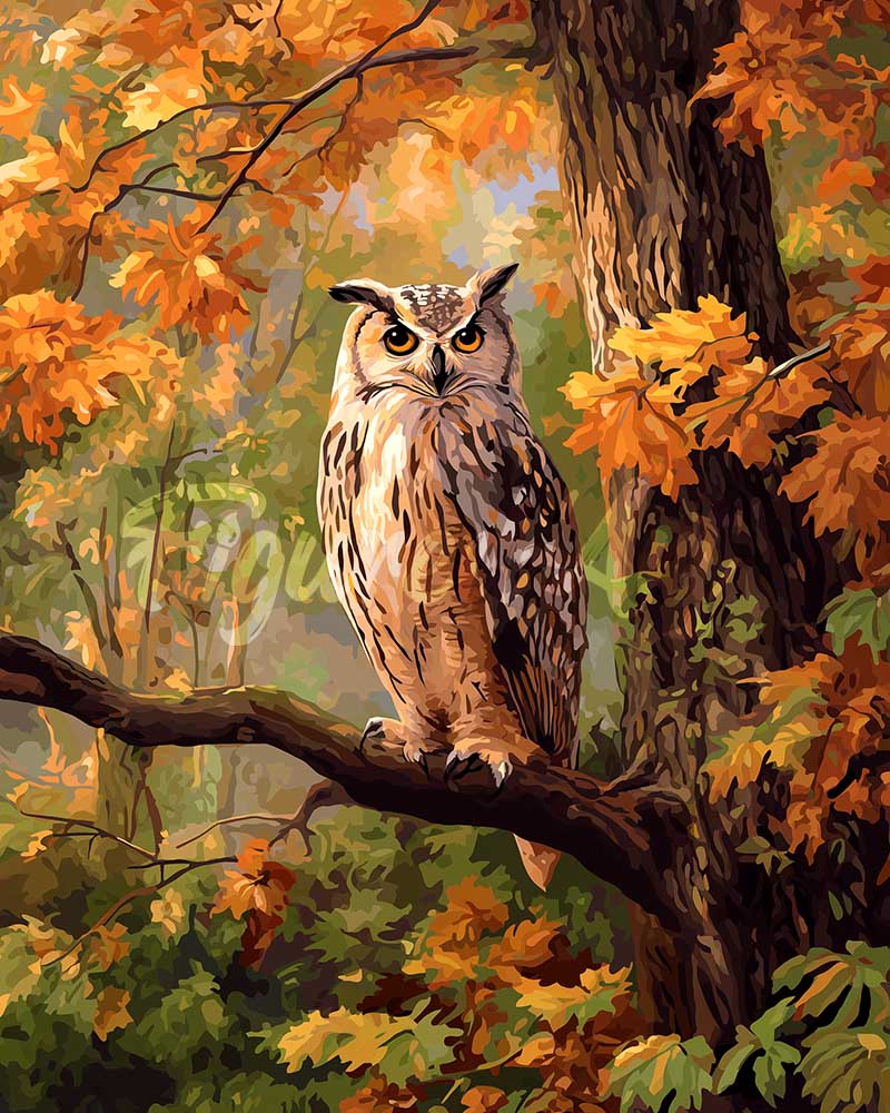 ציור יהלומים - ינשוף על ענף