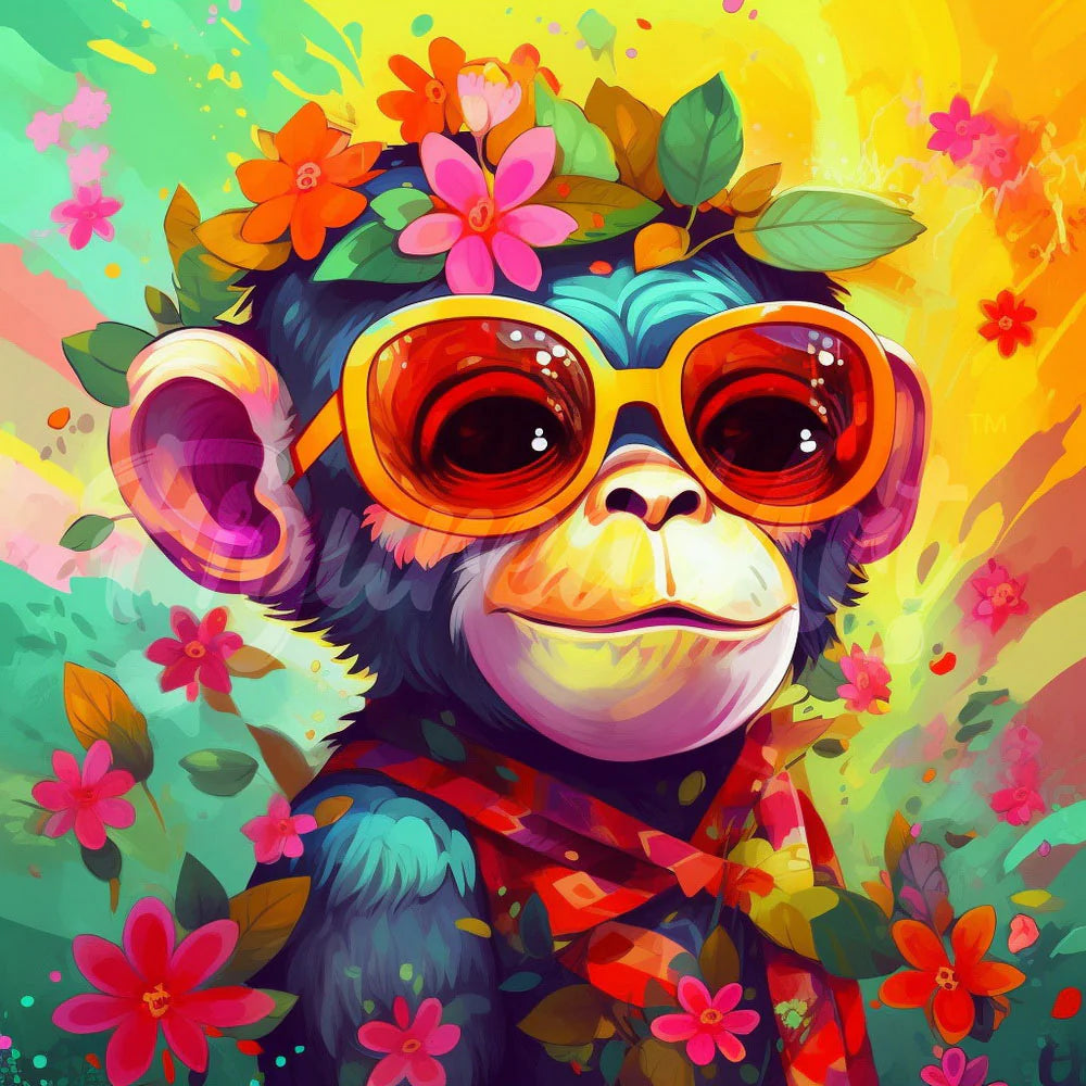 ציור יהלומים - קוף משקפיים