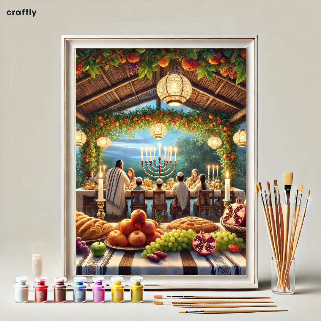 צביעה לפי מספרים - חג סוכות ארוחה בסוכה