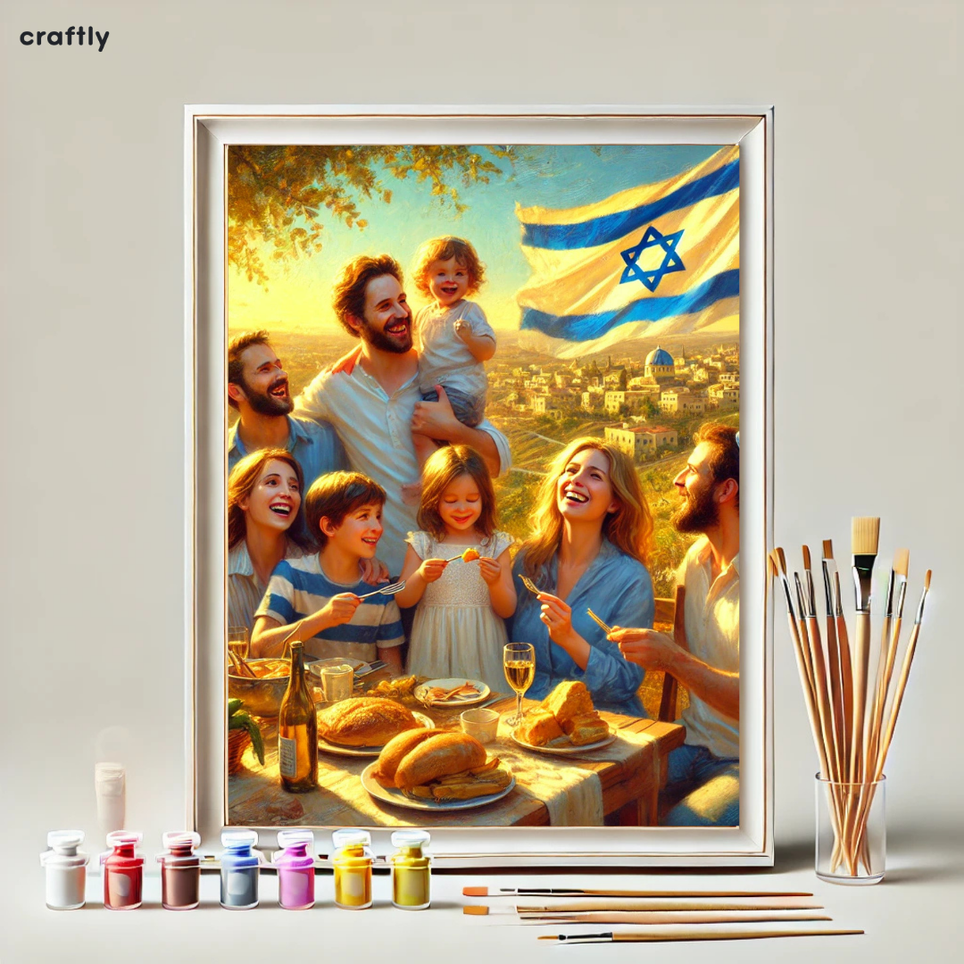 צביעה לפי מספרים - משפחה ישראלית נהנית ביחד