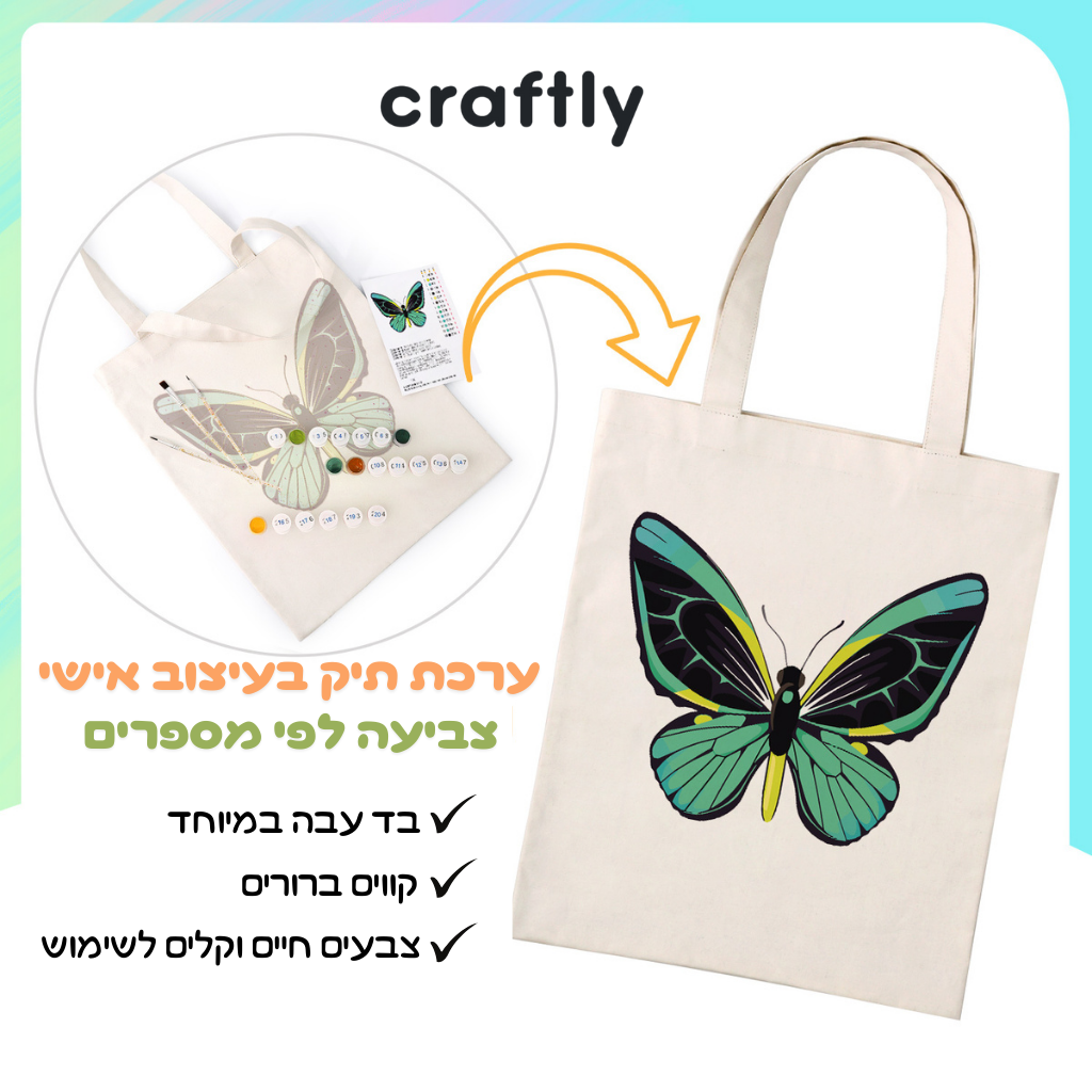 תיק צביעה לפי מספרים – פרפר טורקיז