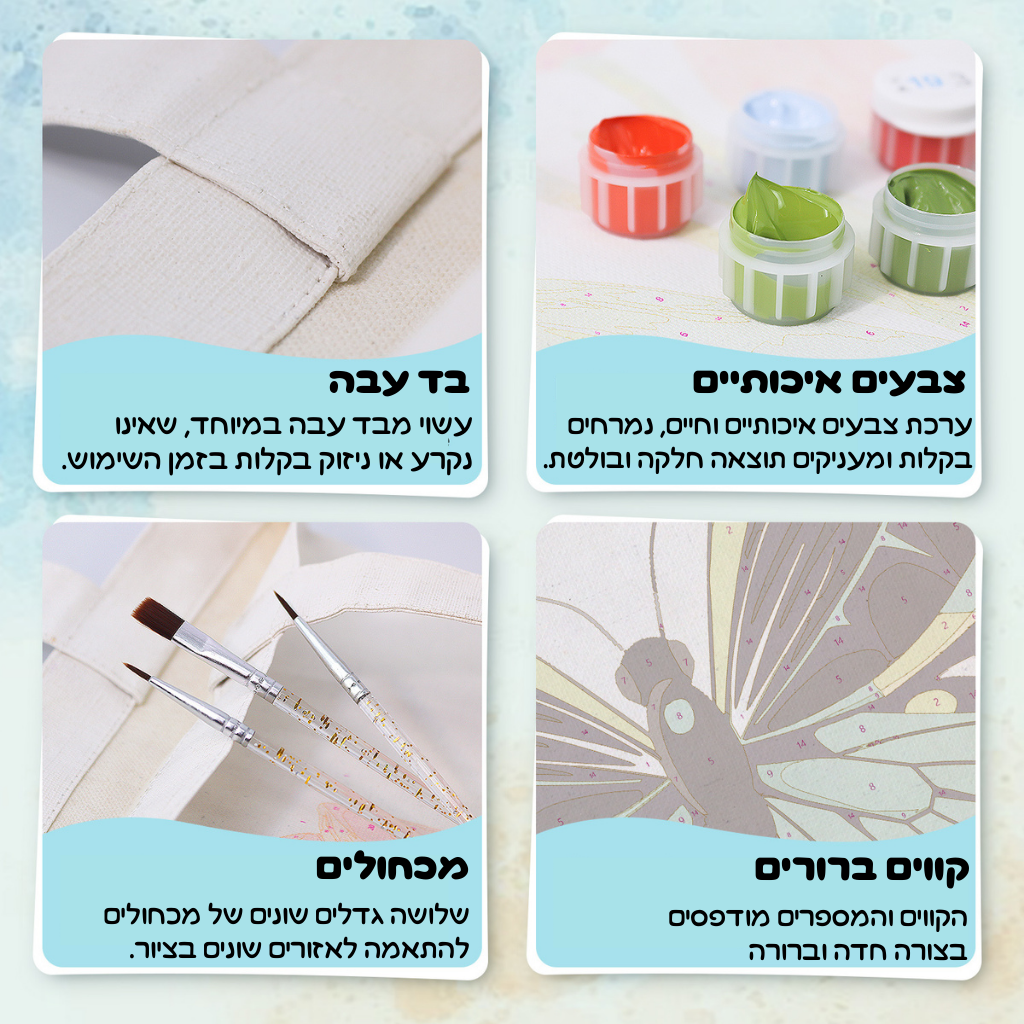 תיק צביעה לפי מספרים – פרפר טורקיז