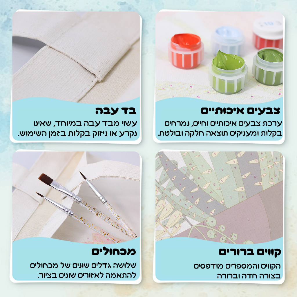 תיק צביעה לפי מספרים – עציצי סוקולנטים