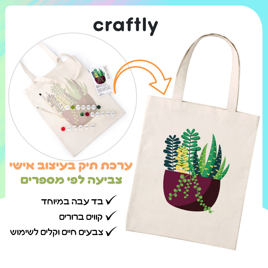 תיק צביעה לפי מספרים – עציצי סוקולנטים