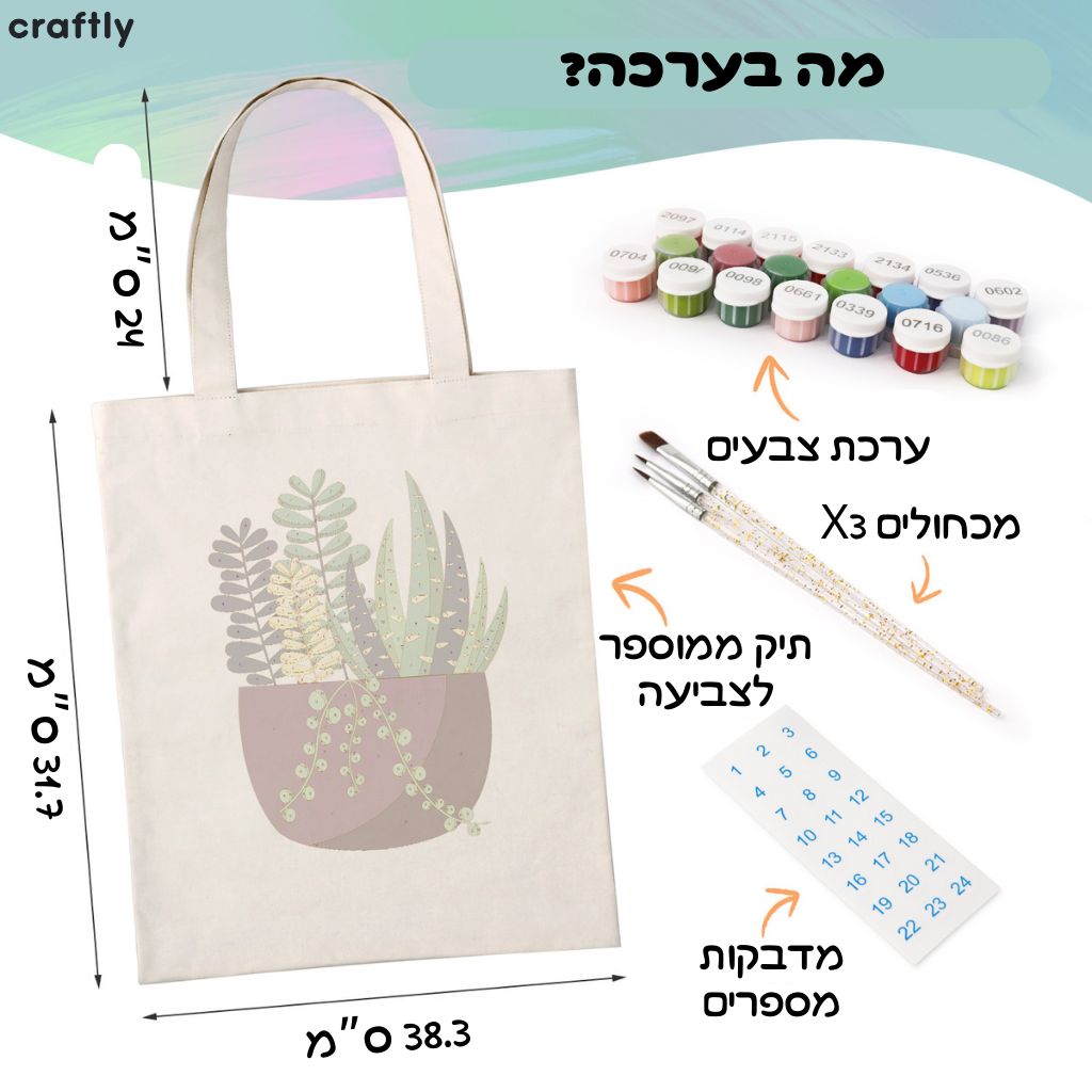 תיק צביעה לפי מספרים – עציצי סוקולנטים