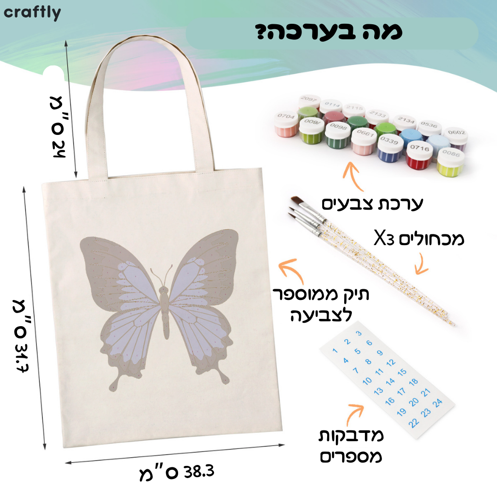תיק צביעה לפי מספרים – פרפר כחול מרהיב