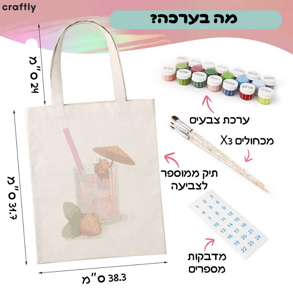 תיק צביעה לפי מספרים – שייק תות קייצי