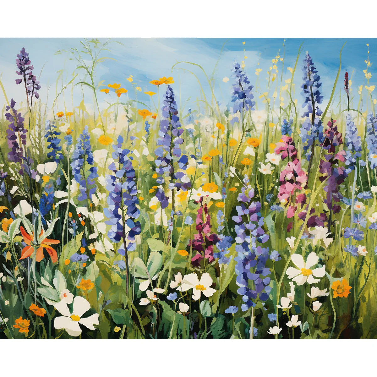 צביעה לפי מספרים - ציור שדה פרחי בר אביבי
